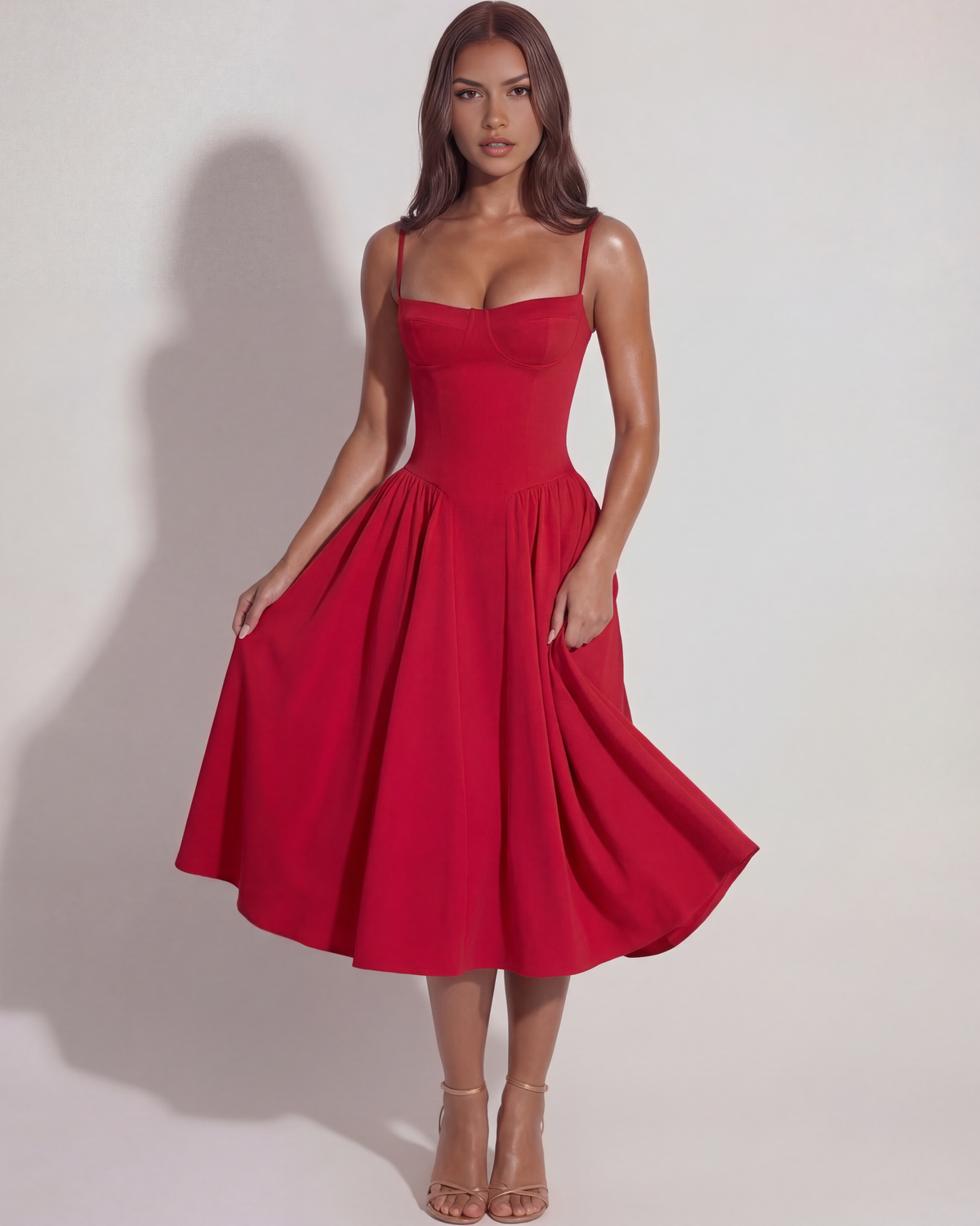 Francesca Midi Dress in red