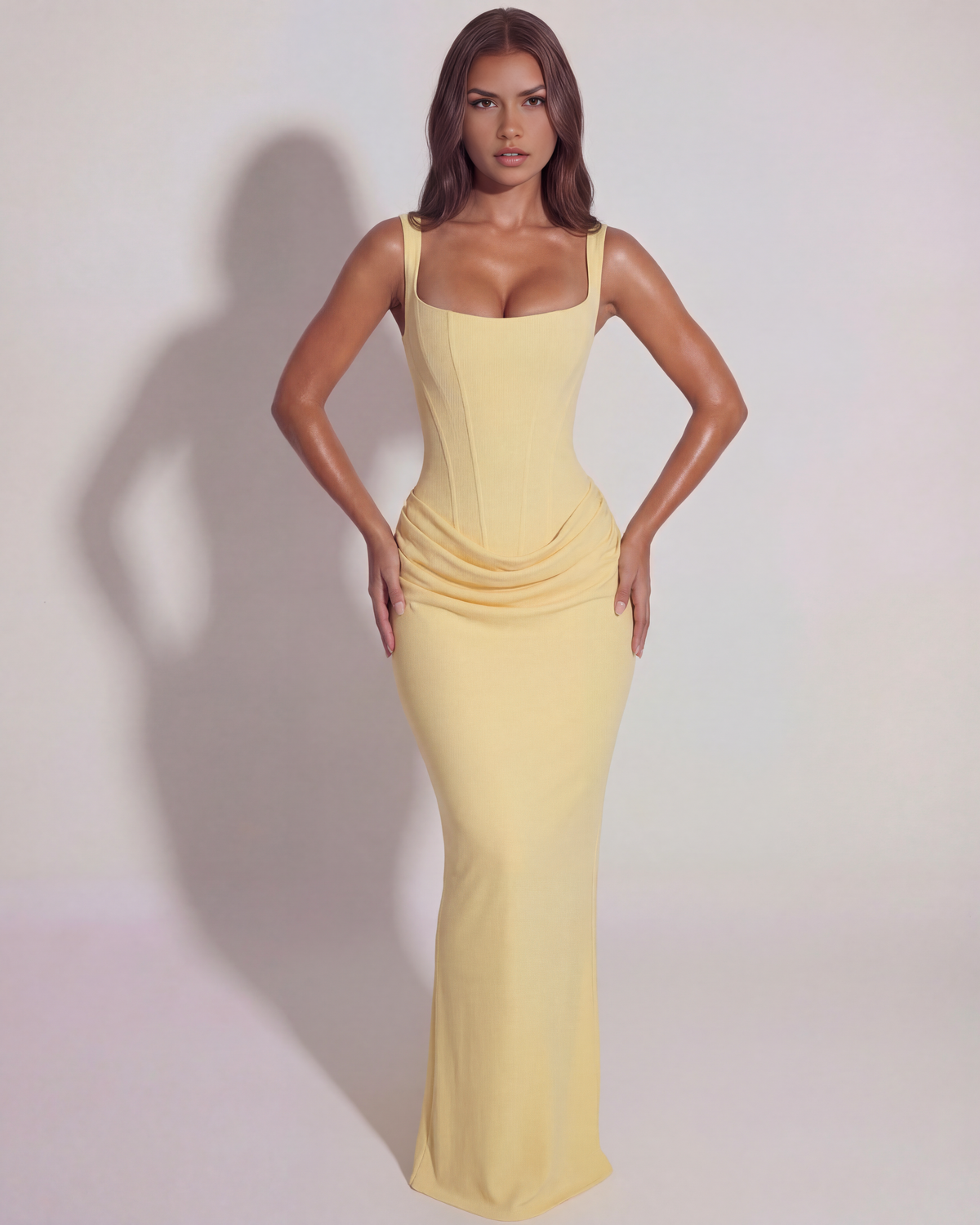 Eleonora Maxi Dress in butter yellow