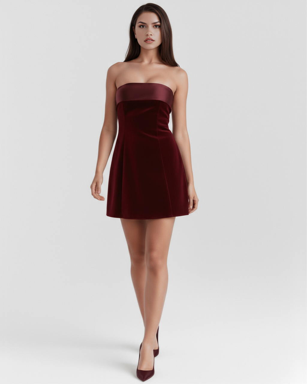 Valentina Mini Dress in burgundy