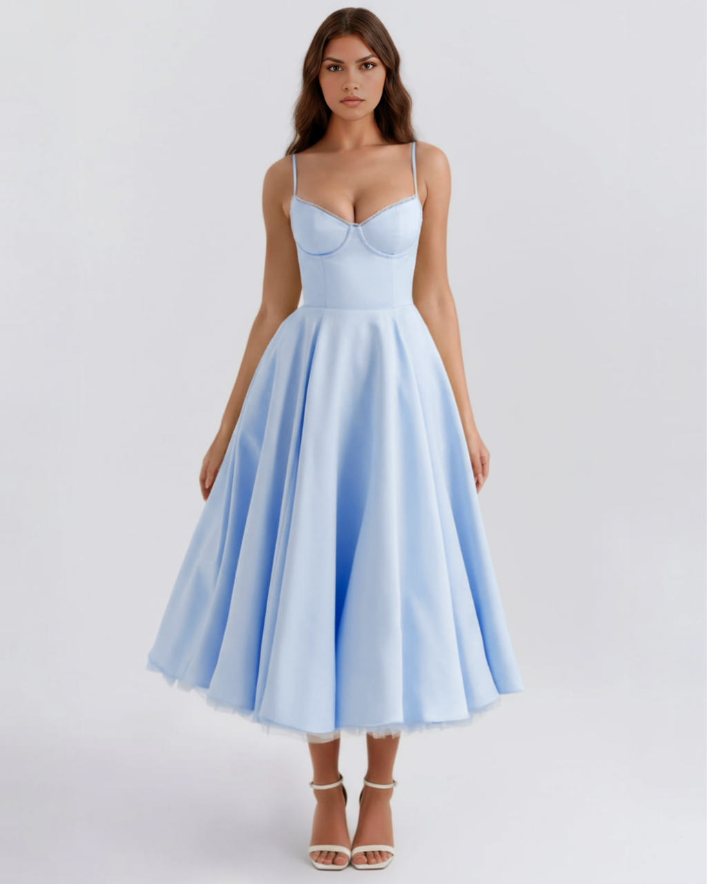 Selene Midi Dress in baby blue