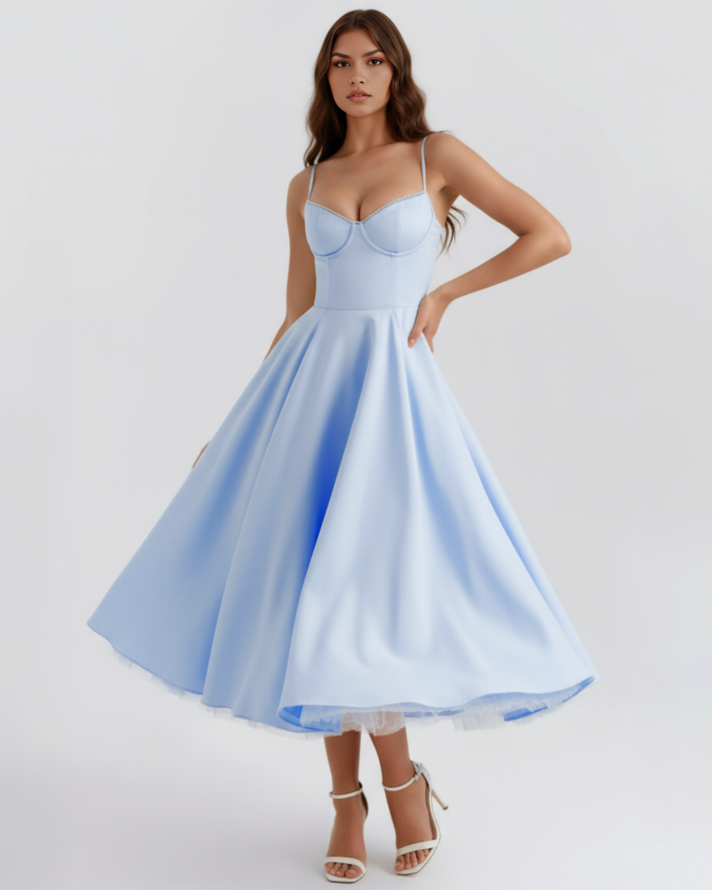 Selene Midi Dress in baby blue