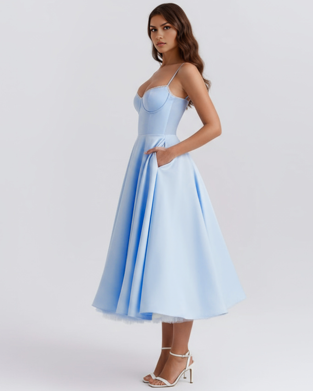 Selene Midi Dress in baby blue