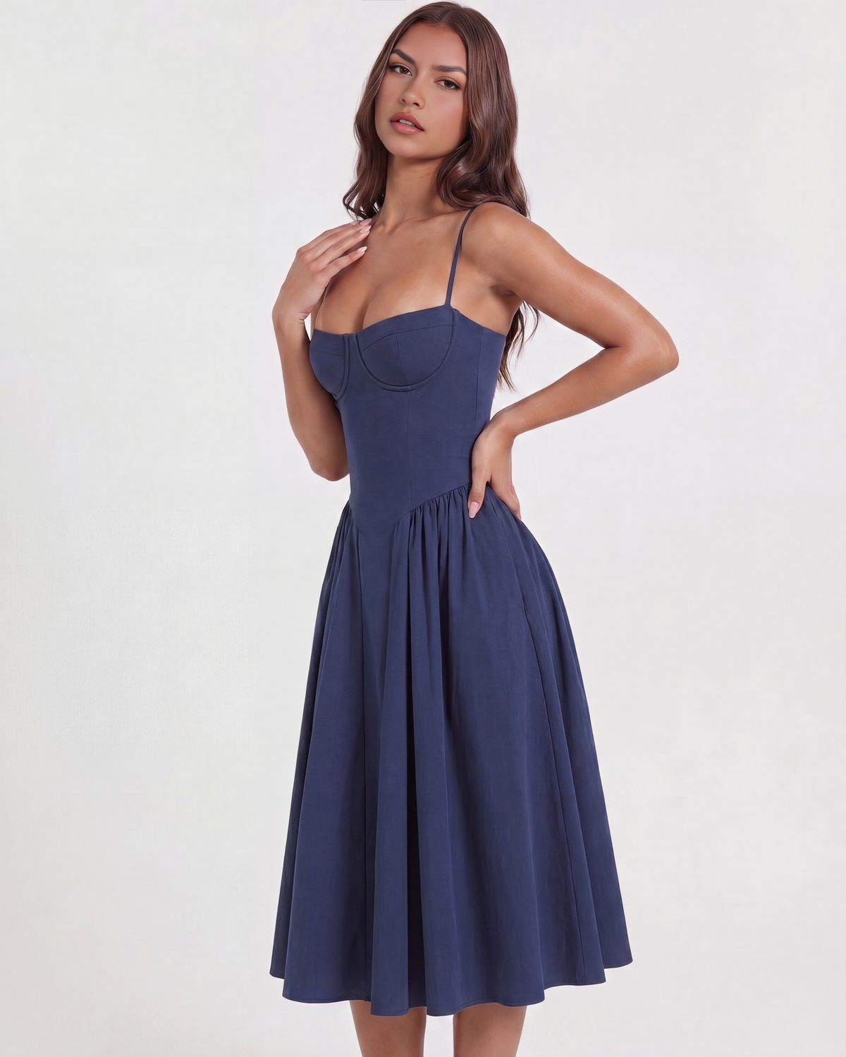 Francesca Midi Dress in navy
