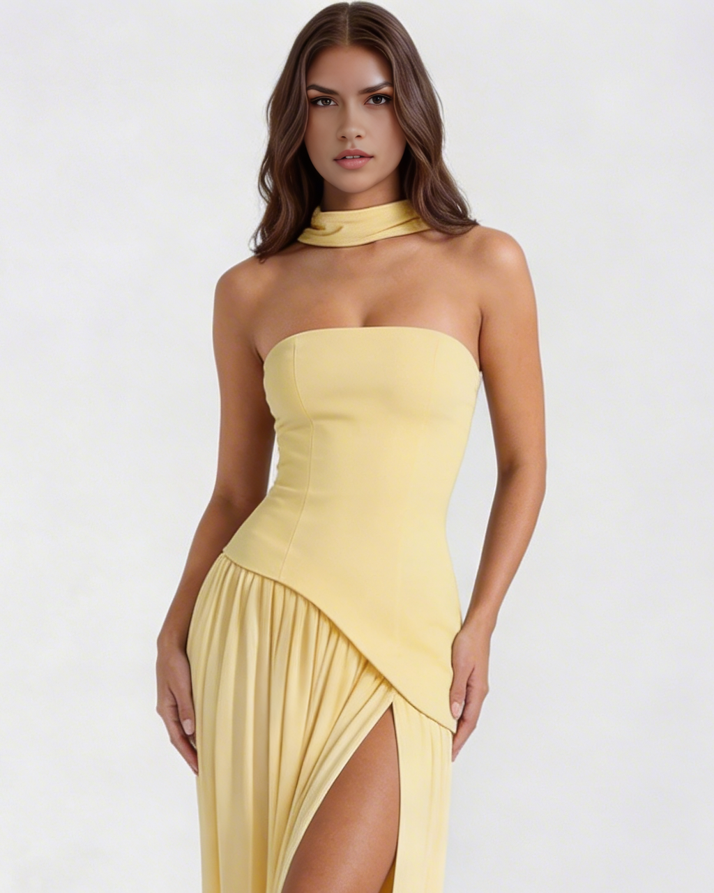 Serena Maxi Dress in butter yellow