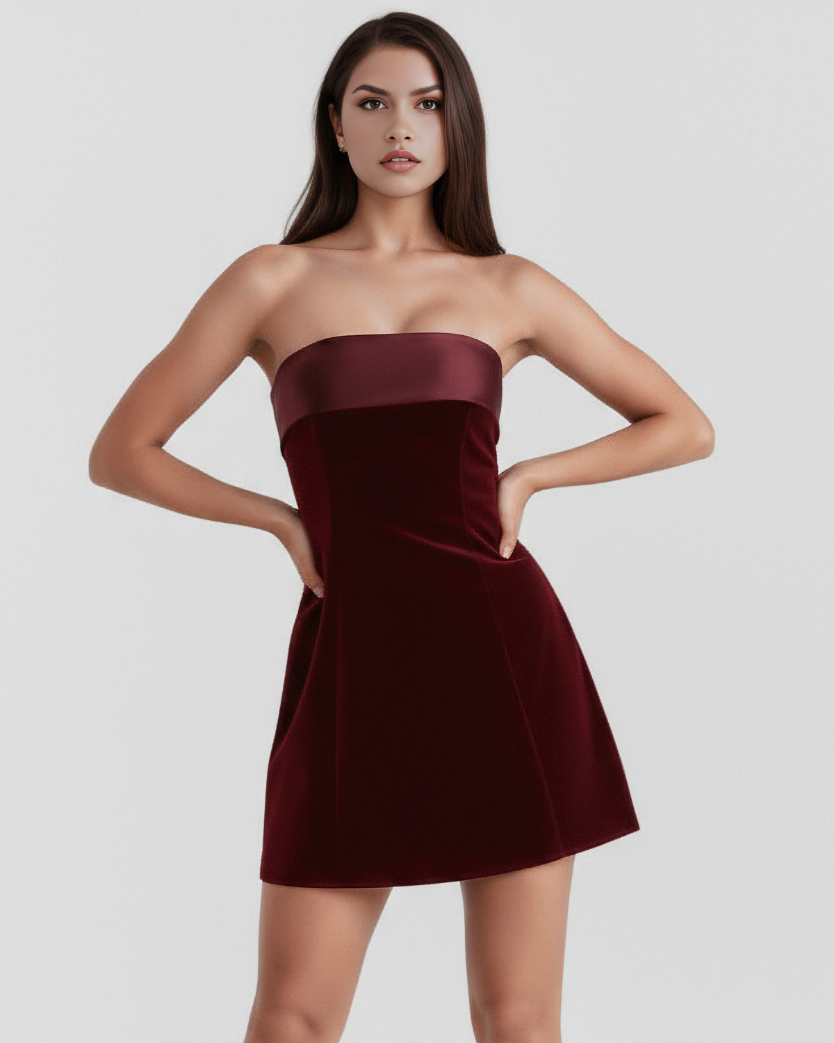 Valentina Mini Dress in burgundy