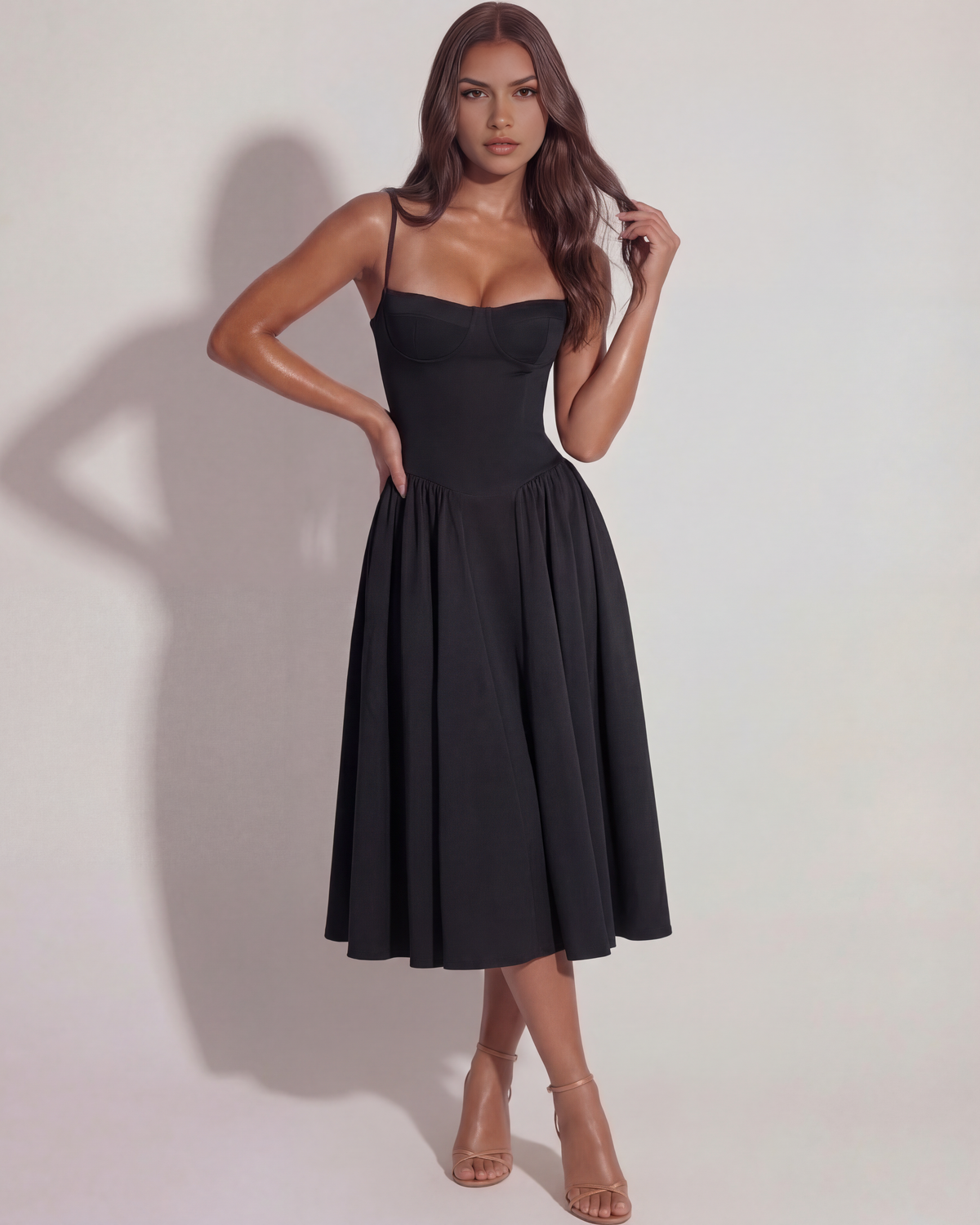 Francesca Midi Dress in black