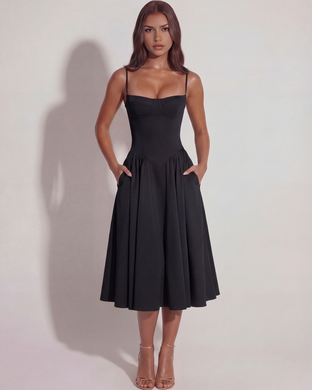 Francesca Midi Dress in black