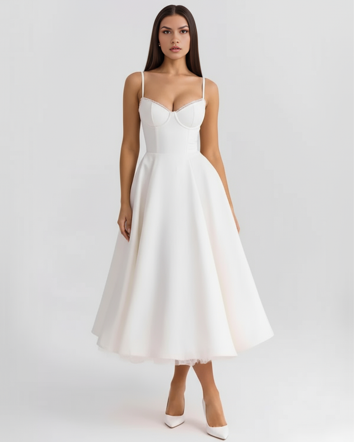 Selene Midi Dress in white