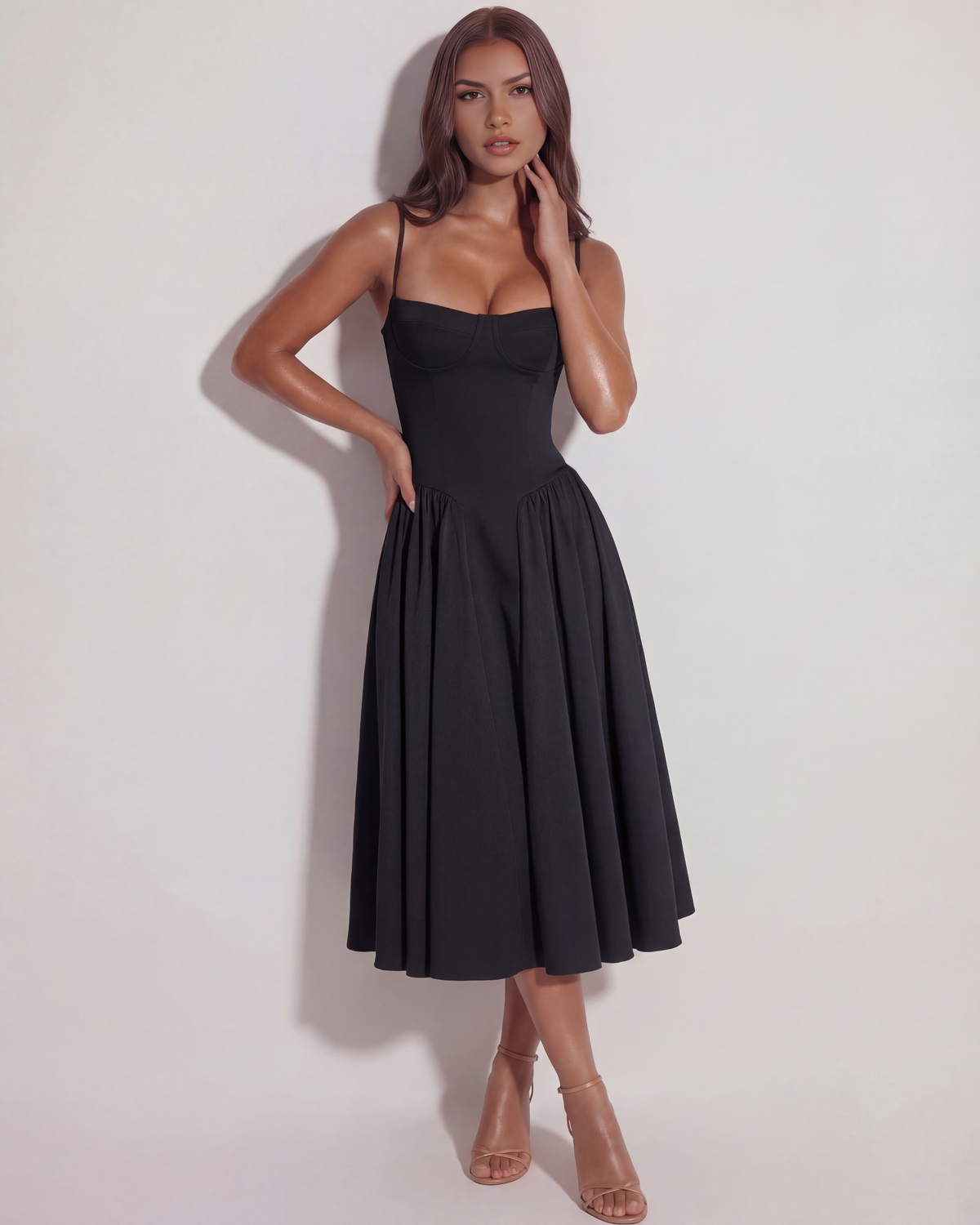 Francesca Midi Dress in black