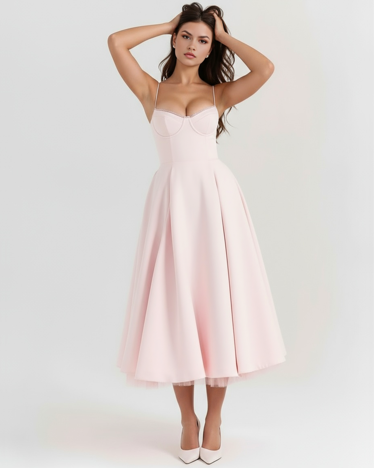 Selene Midi Dress in blush pink