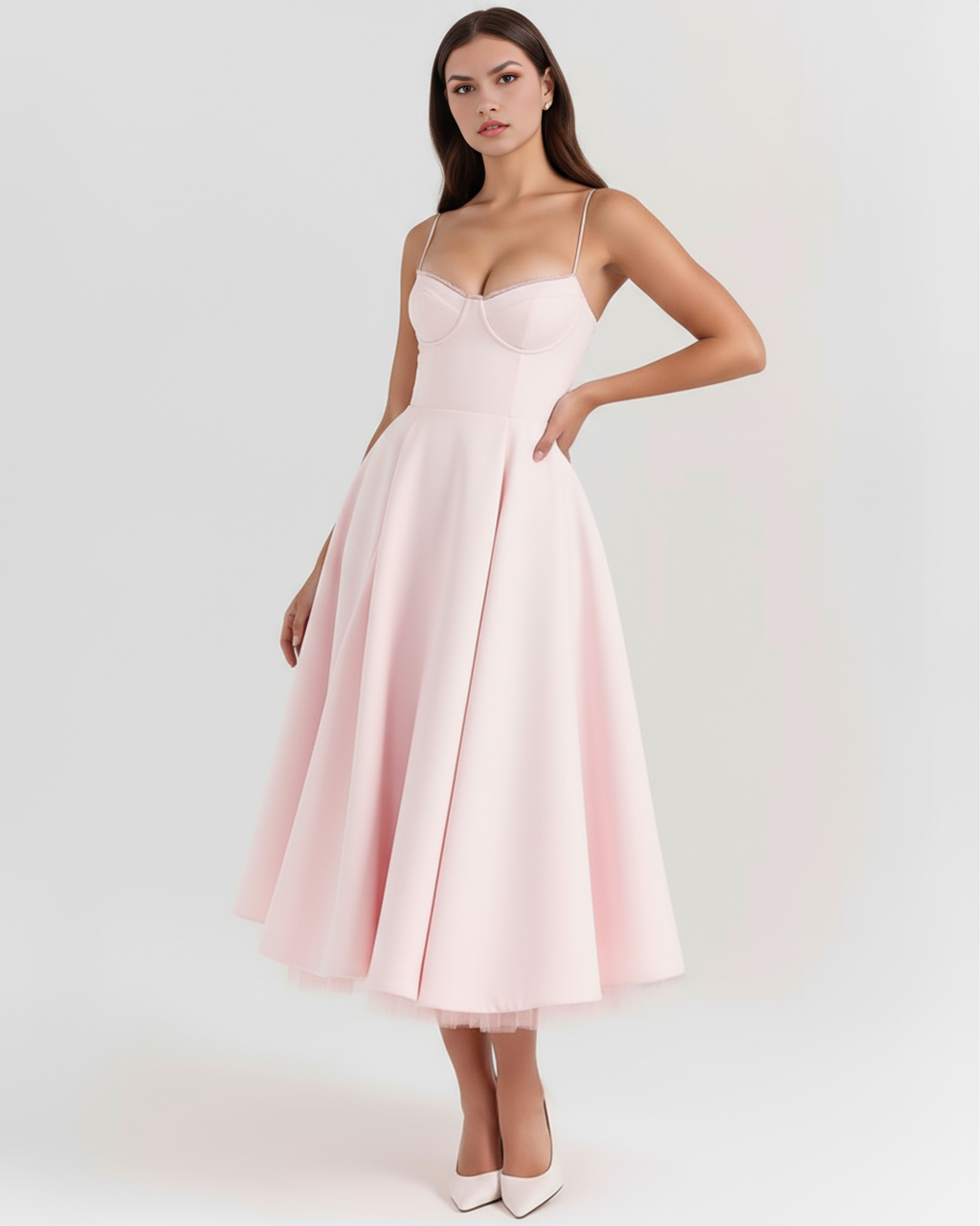 Selene Midi Dress in blush pink