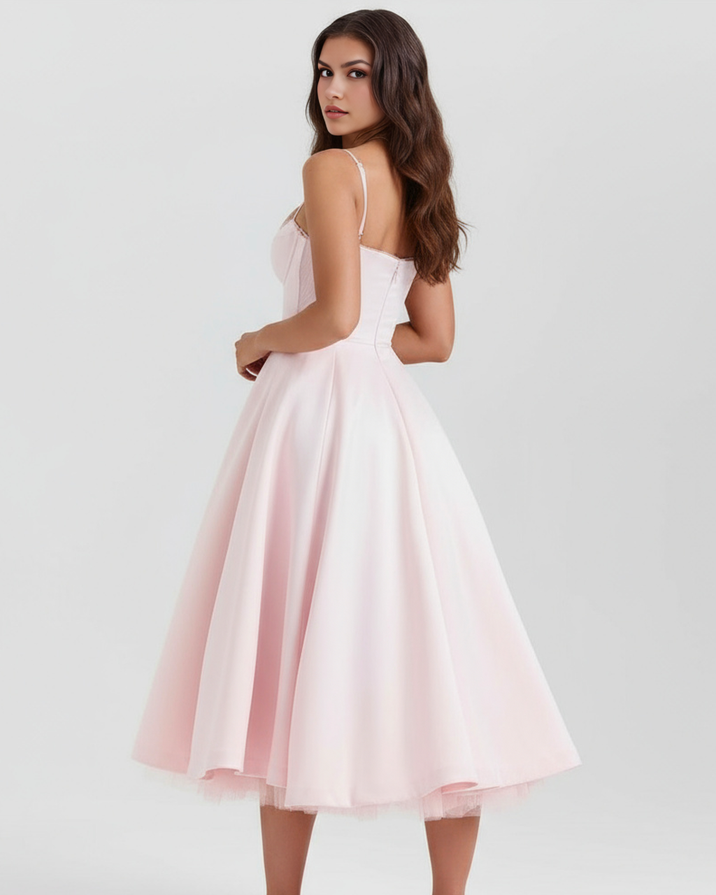 Selene Midi Dress in blush pink