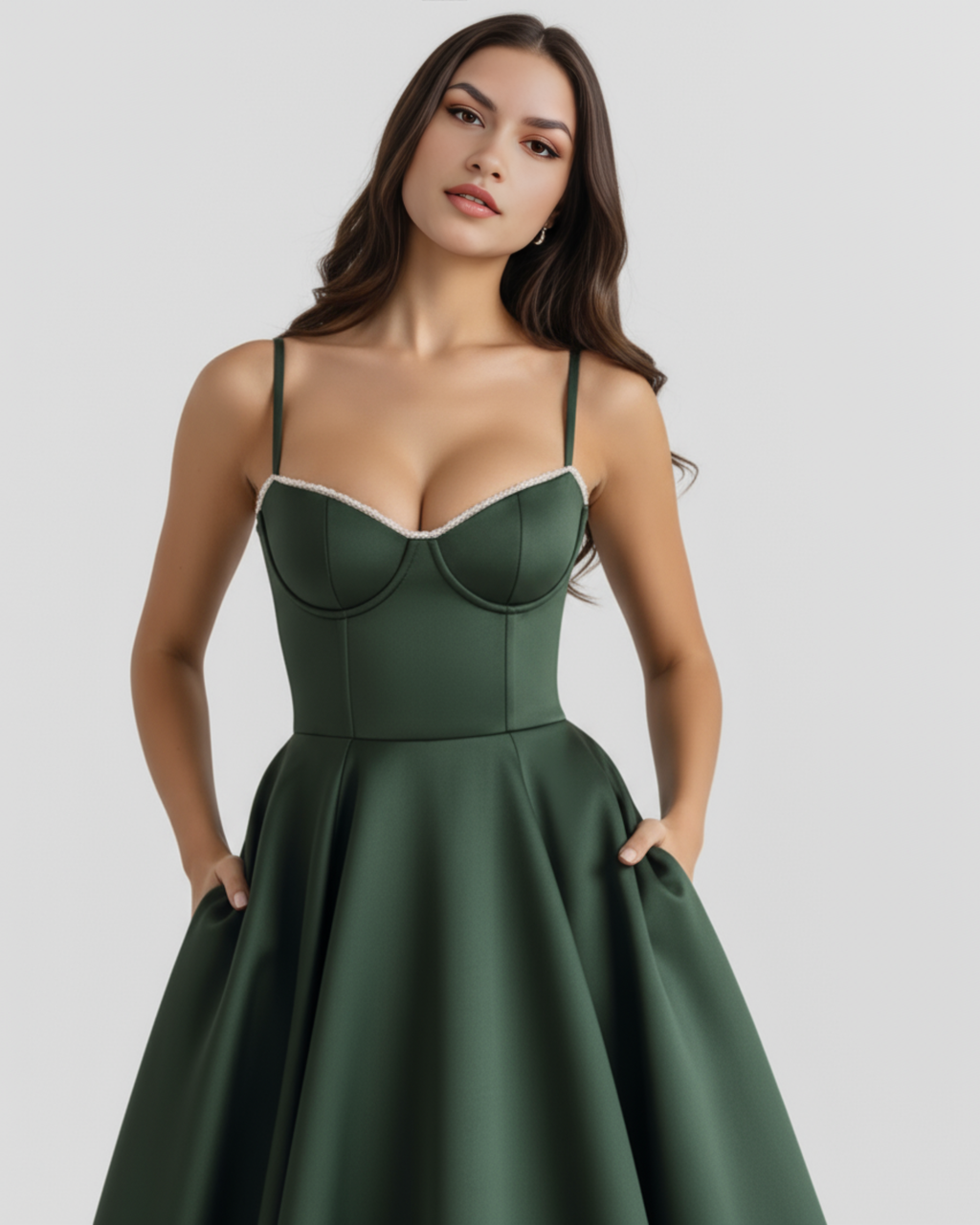 Selene Midi Dress in forest green
