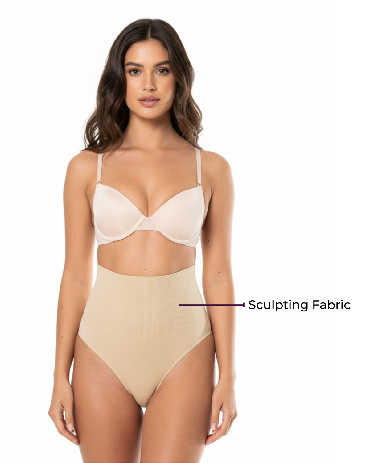 High-Waisted Thong in beige