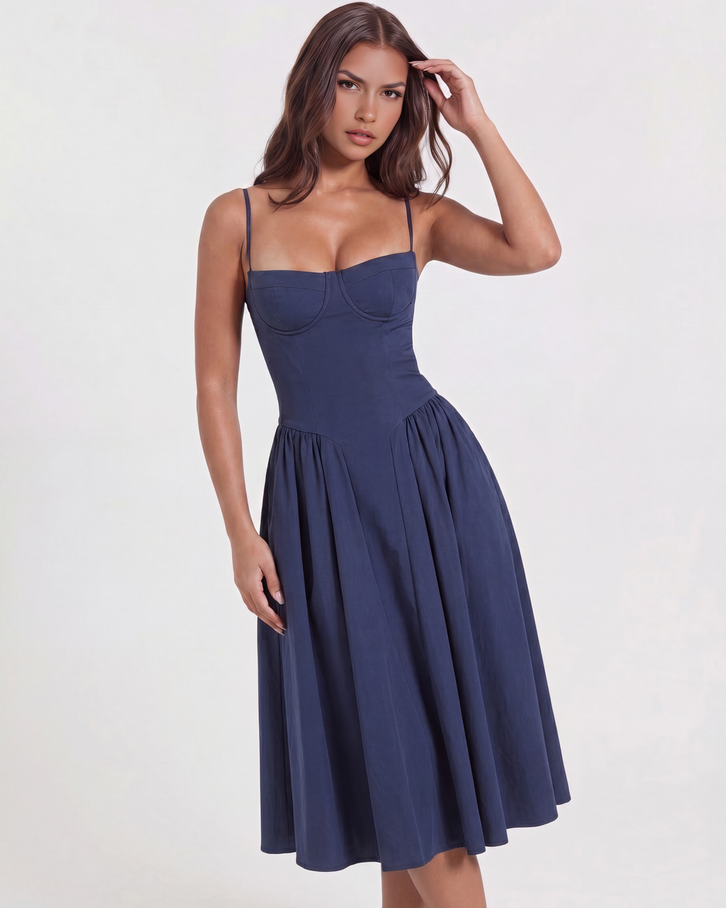 Francesca Midi Dress in navy