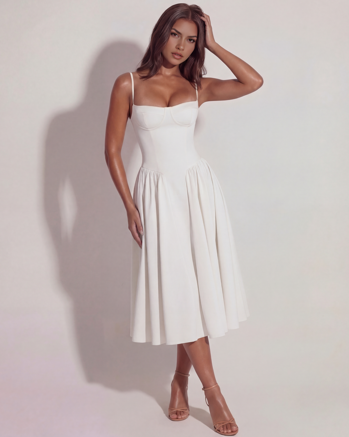 Francesca Midi Dress in white