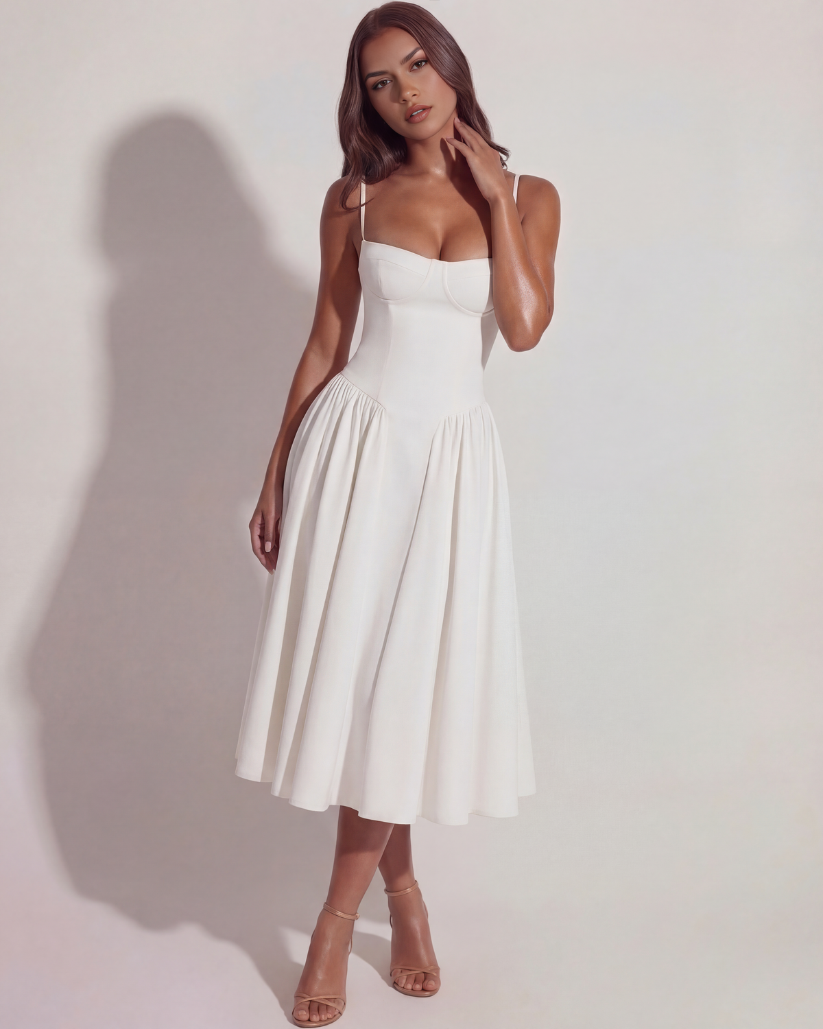 Francesca Midi Dress in white