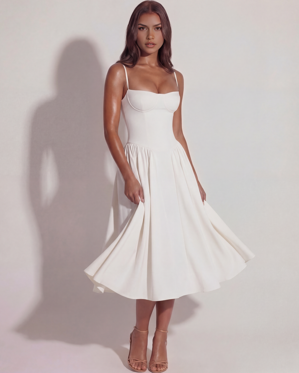 Francesca Midi Dress in white