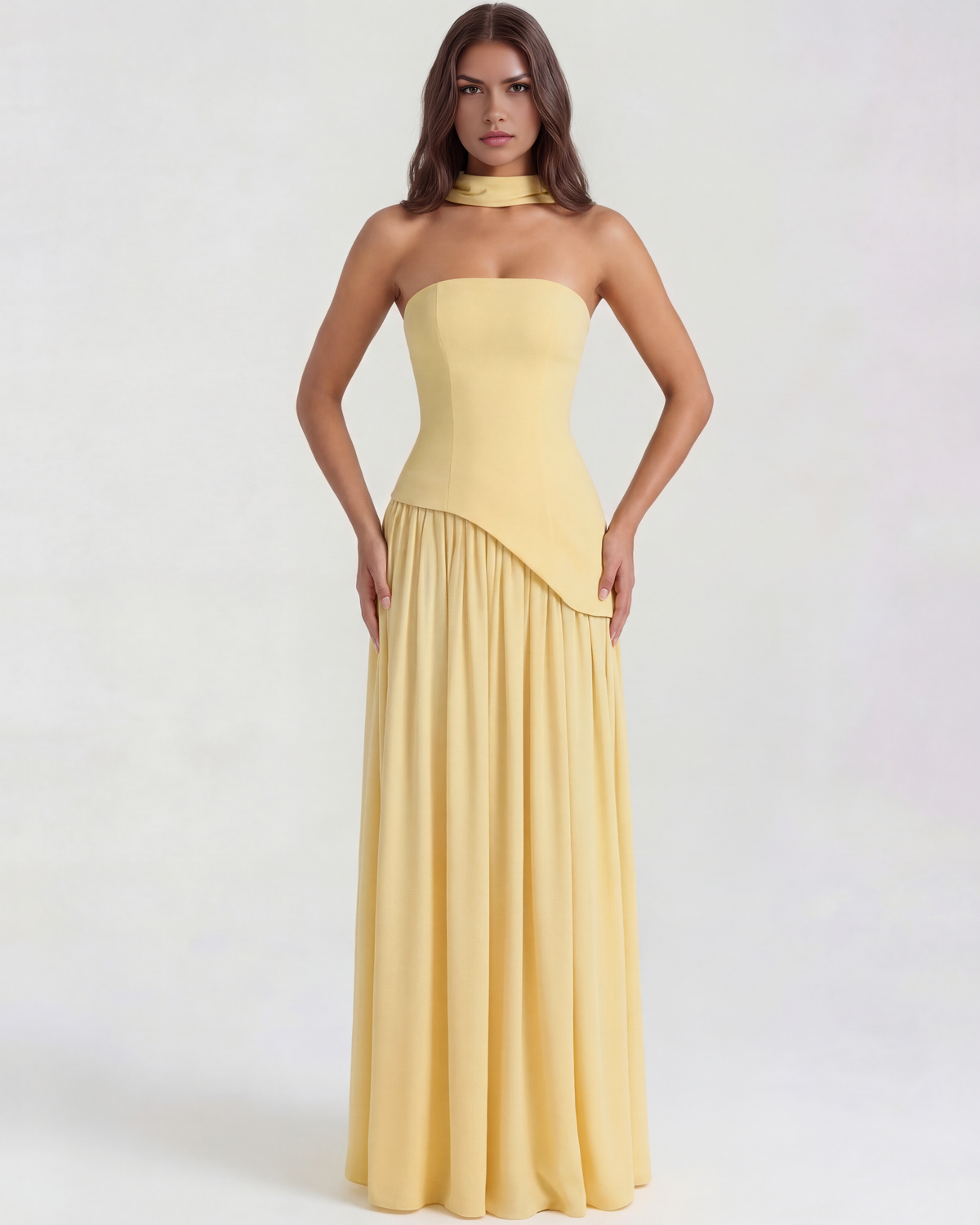 Serena Maxi Dress in butter yellow