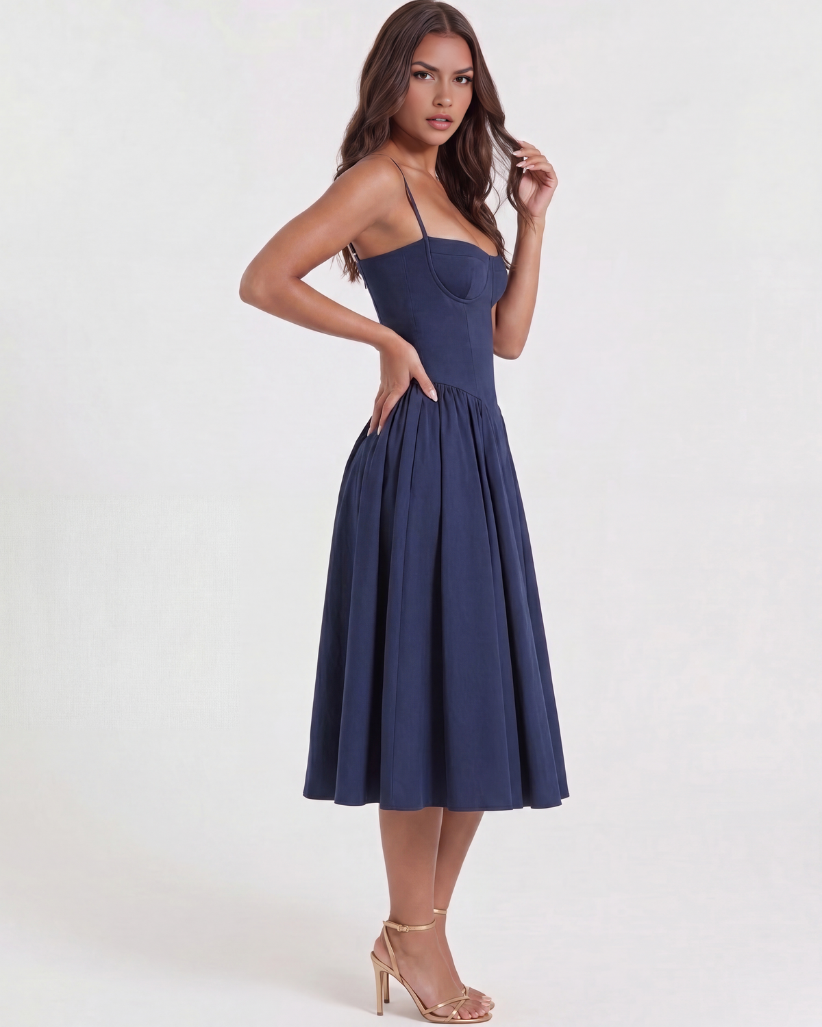 Francesca Midi Dress in navy