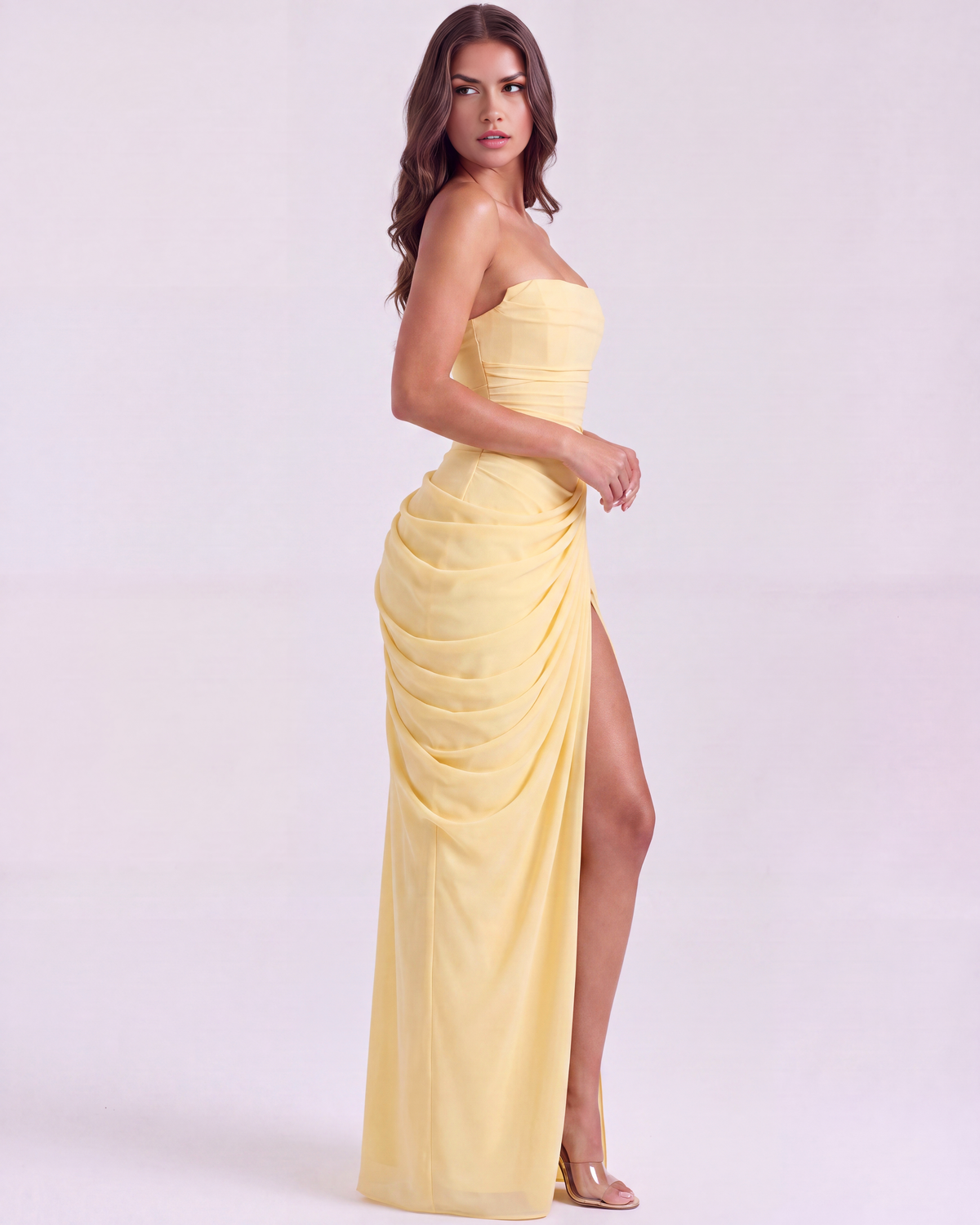 Charlotte Maxi Dress in butter yellow