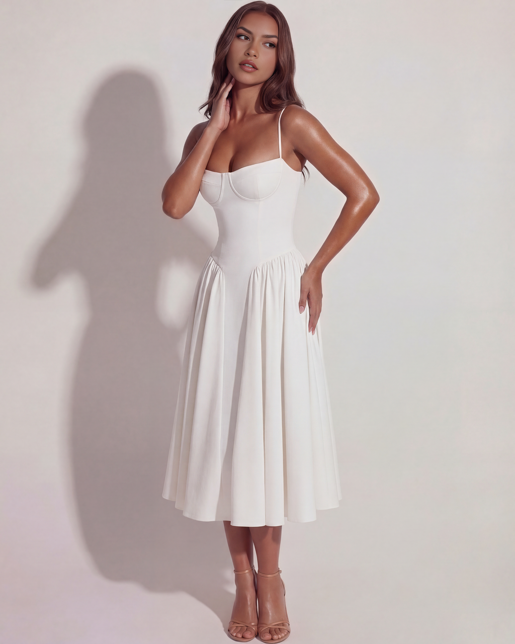 Francesca Midi Dress in white