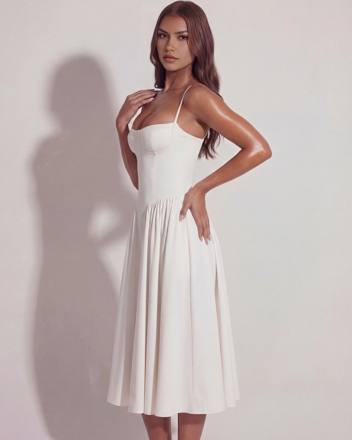 Francesca Midi Dress in white