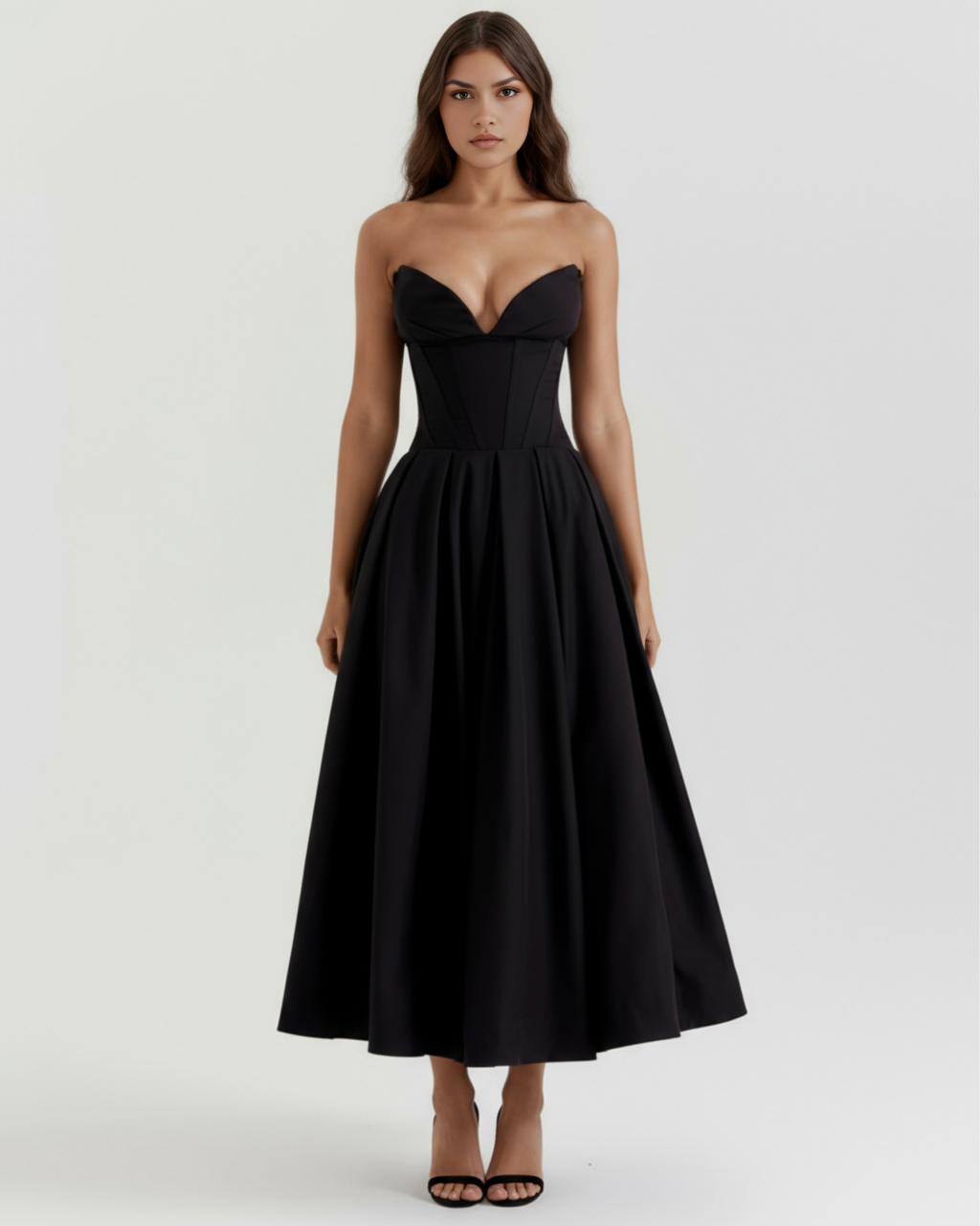 Amalfi Midi Dress in black