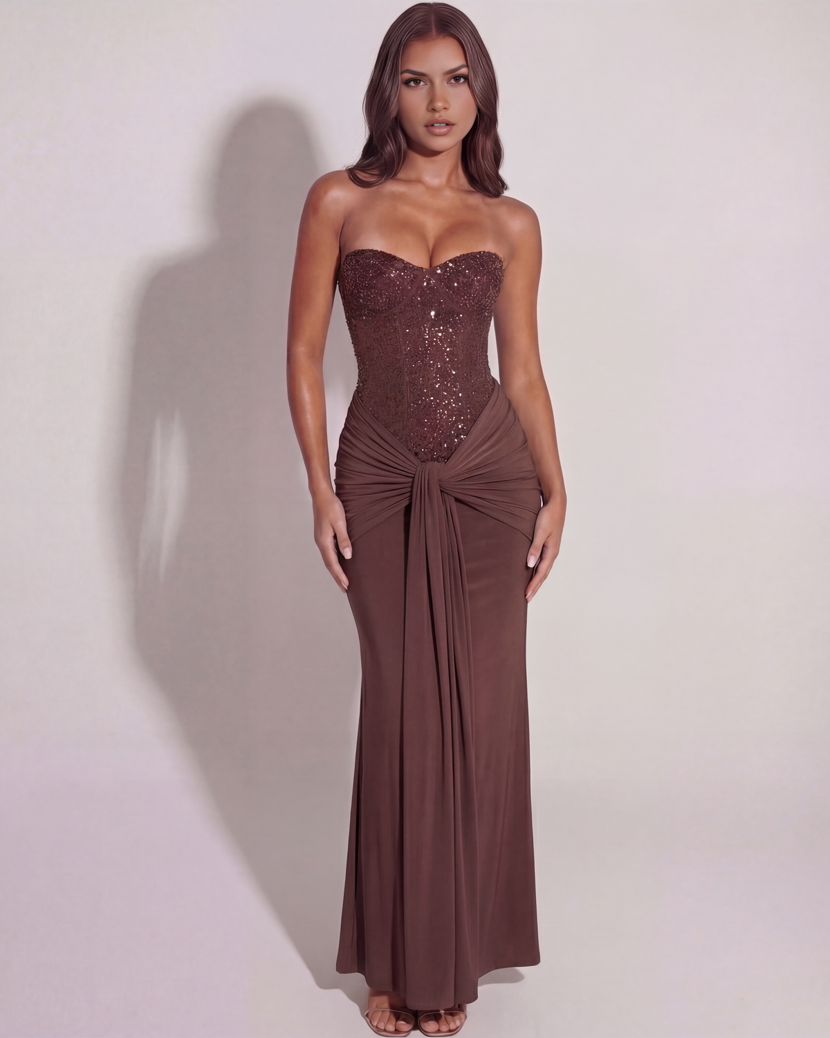 Jasmine Maxi Dress in chocolate