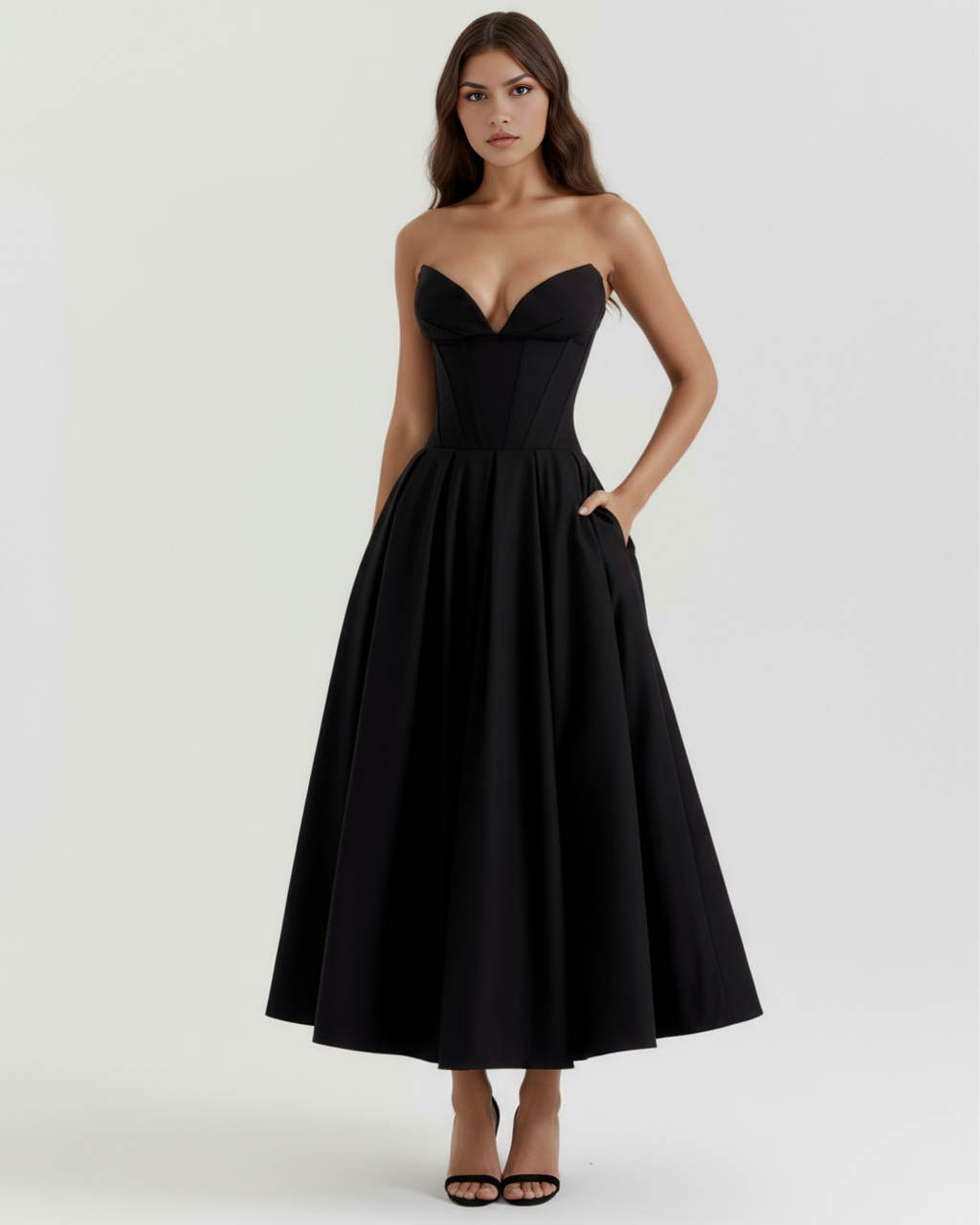 Amalfi Midi Dress in black