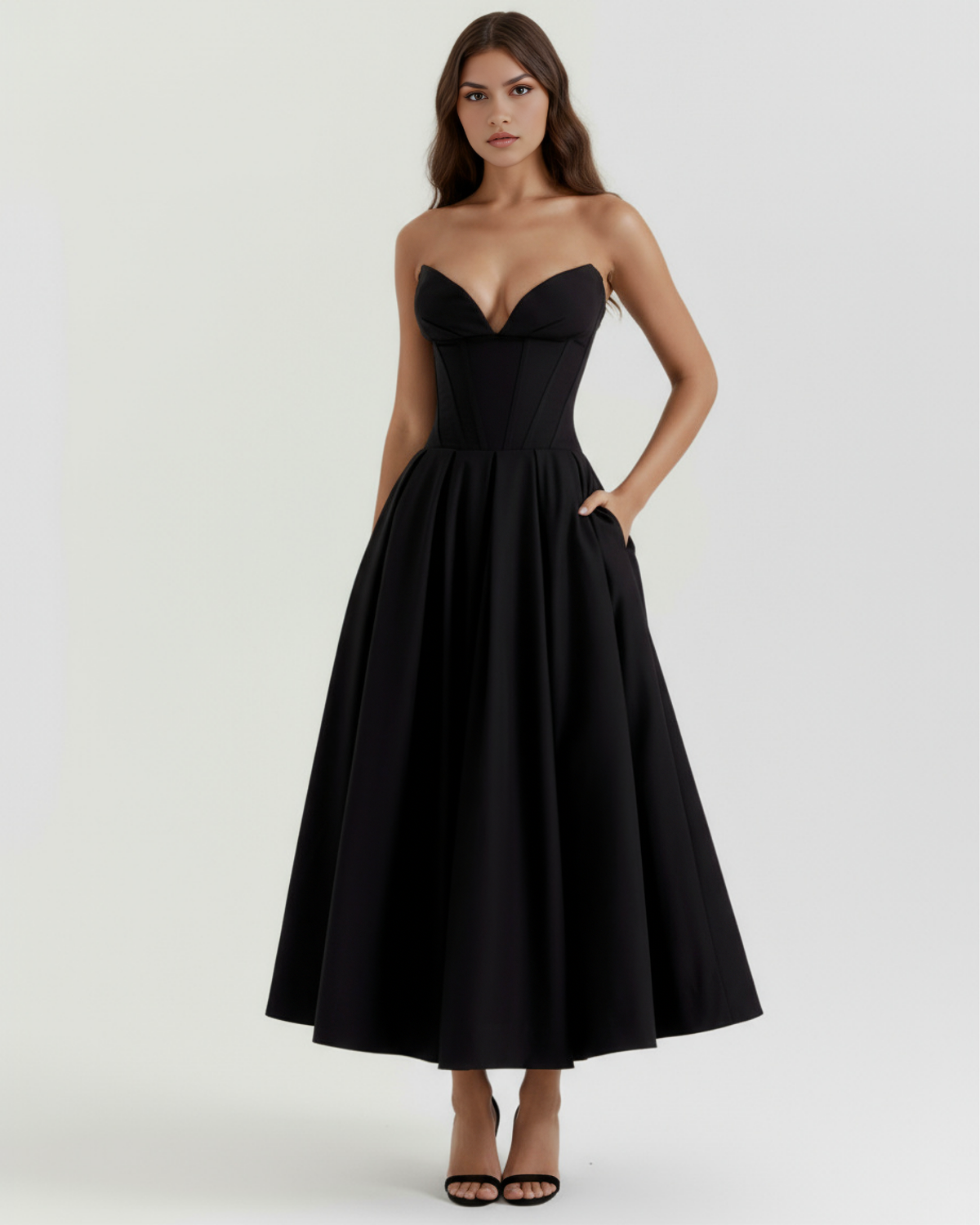Amalfi Midi Dress in black