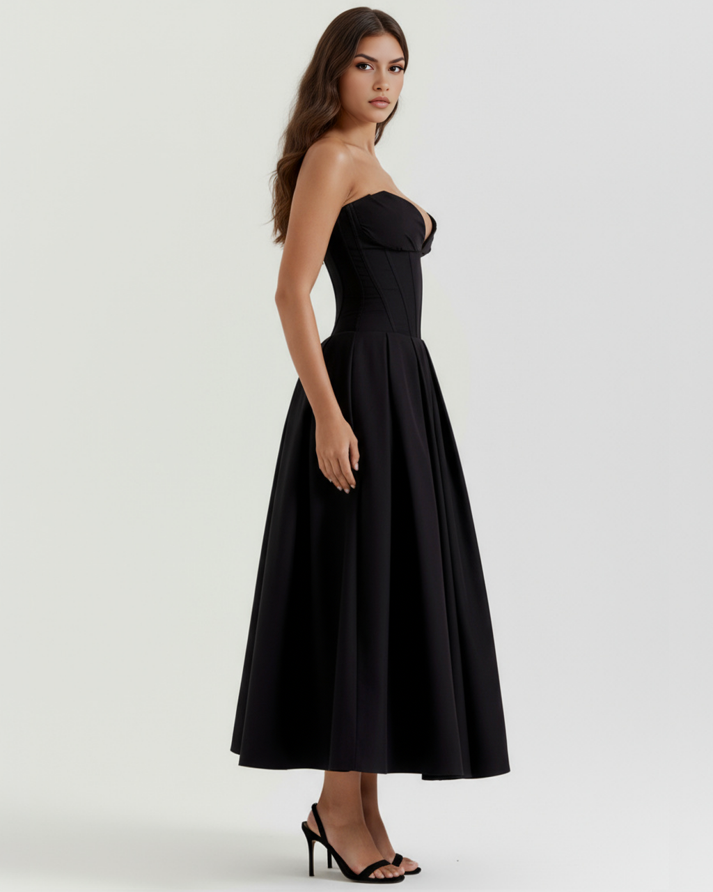 Amalfi Midi Dress in black