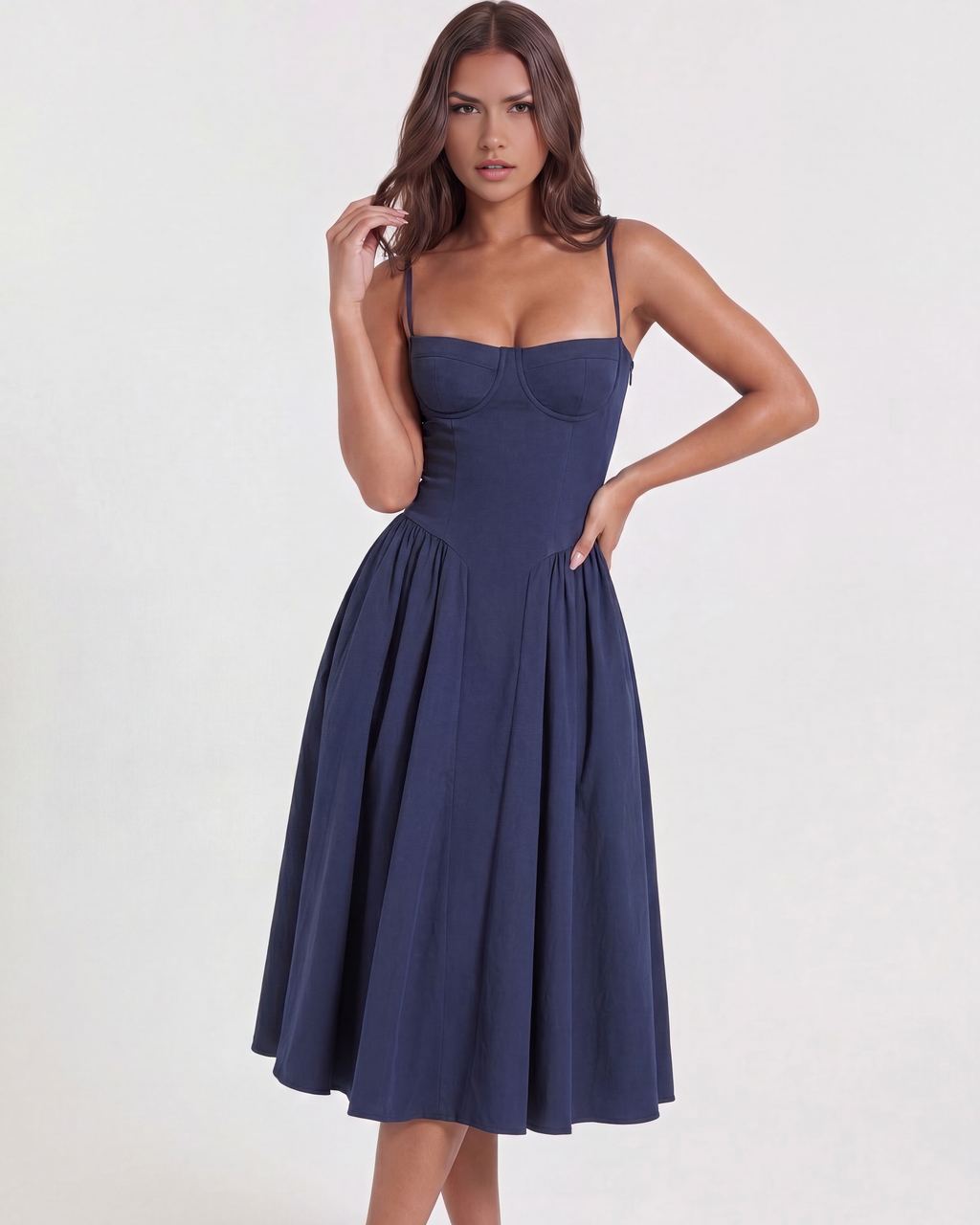 Francesca Midi Dress in navy