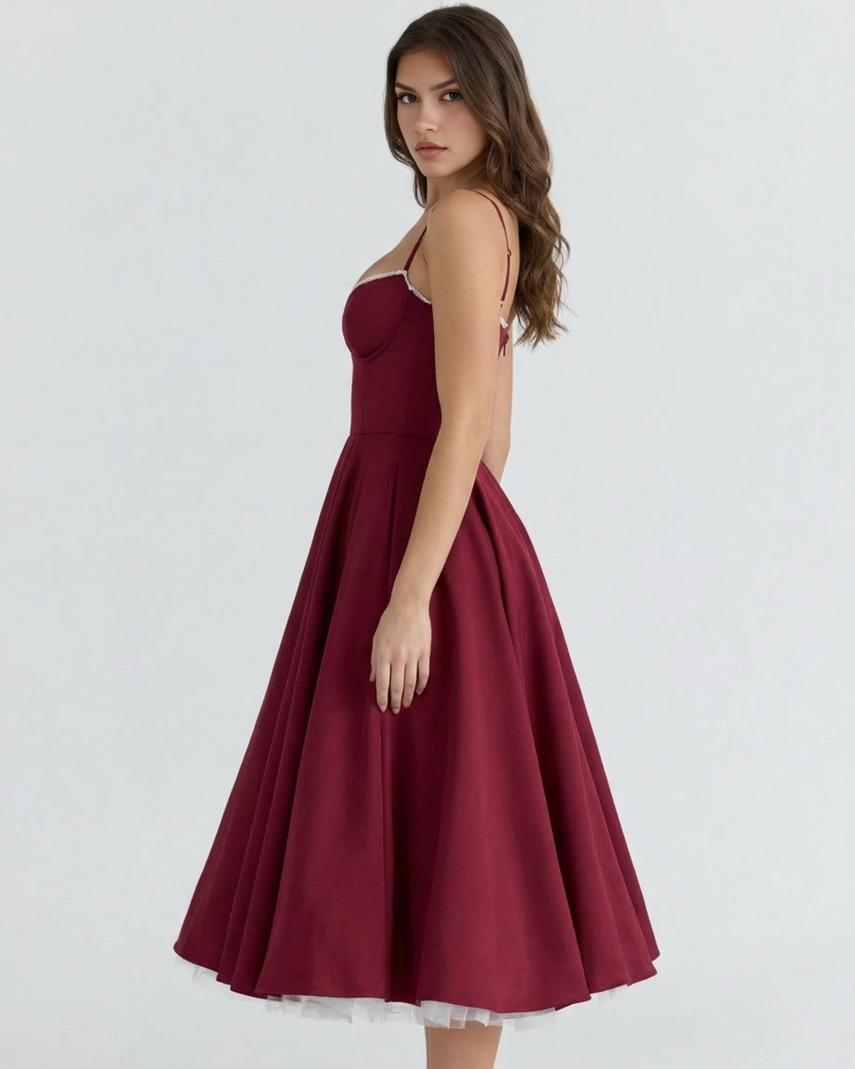 Selene Midi Dress in burgundy