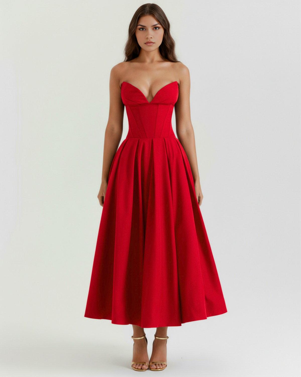 Amalfi Midi Dress in red