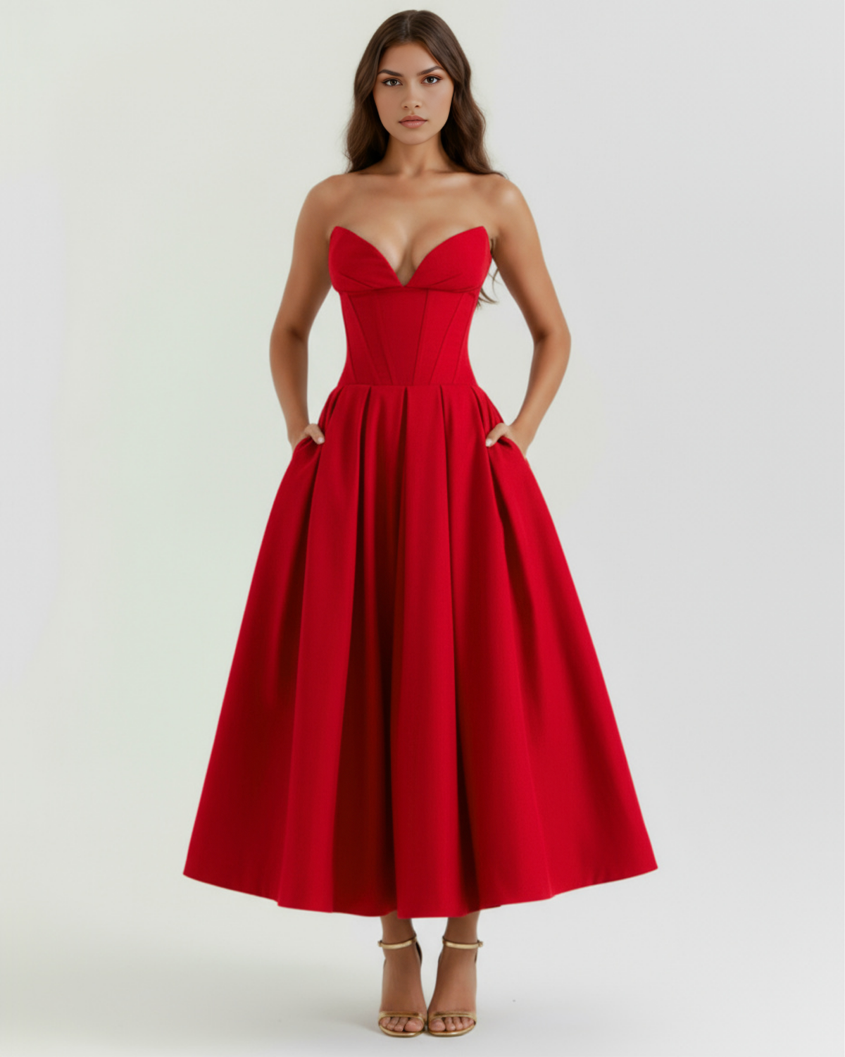 Amalfi Midi Dress in red