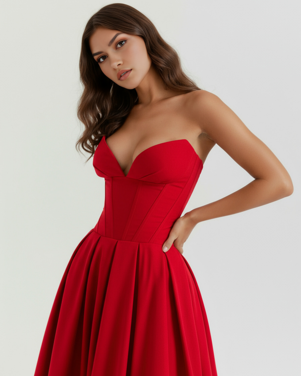 Amalfi Midi Dress in red