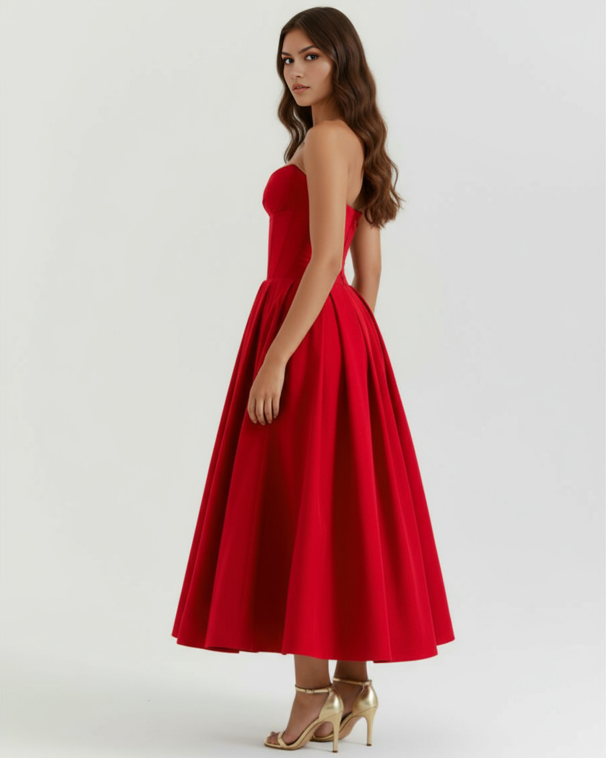 Amalfi Midi Dress in red