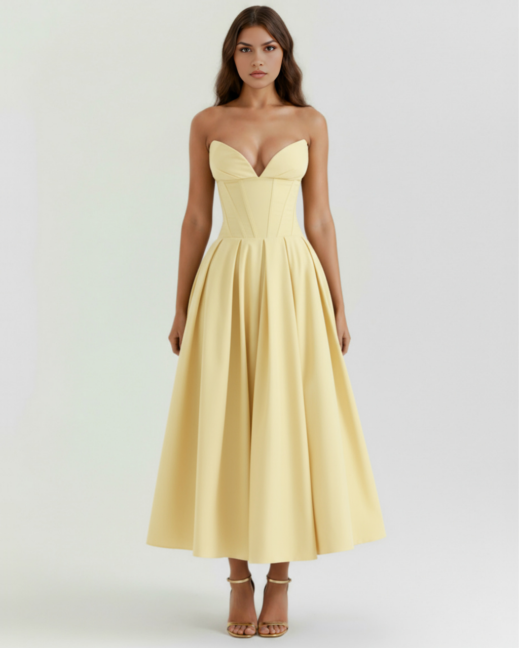 Amalfi Midi Dress in light yellow