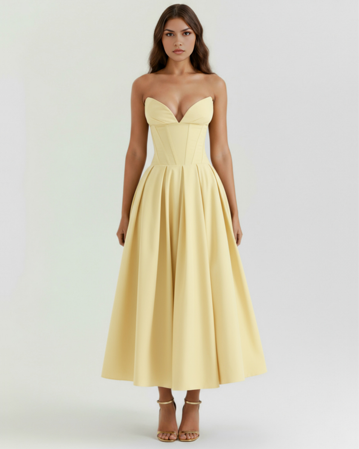 Amalfi Midi Dress in light yellow