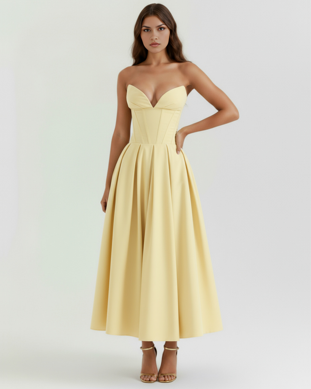Amalfi Midi Dress in light yellow
