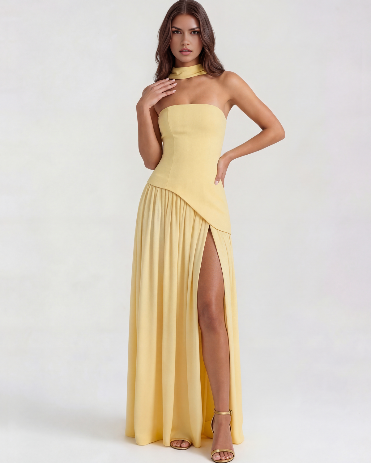 Serena Maxi Dress in butter yellow