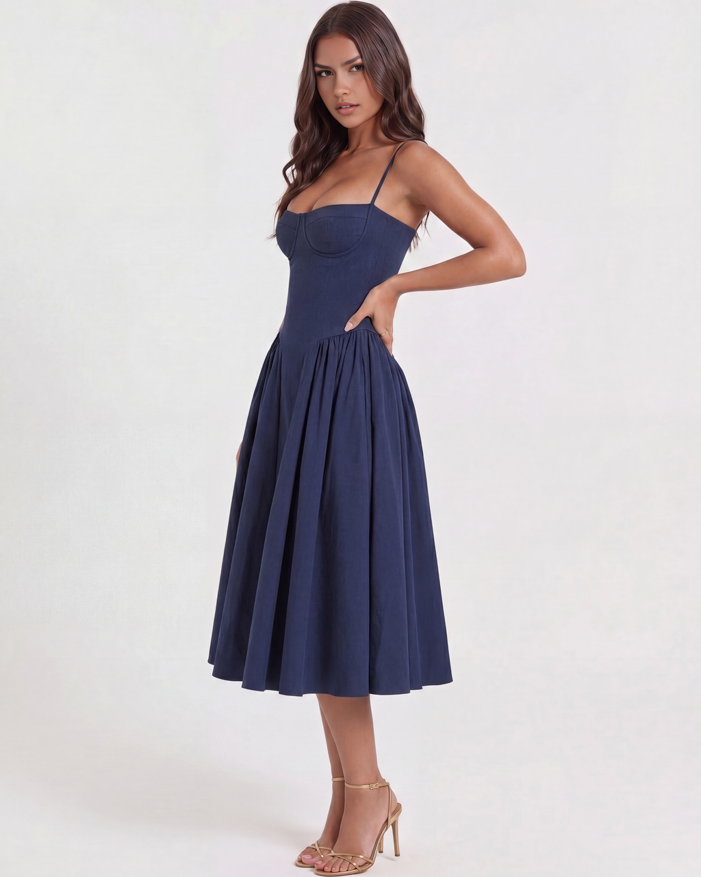 Francesca Midi Dress in navy