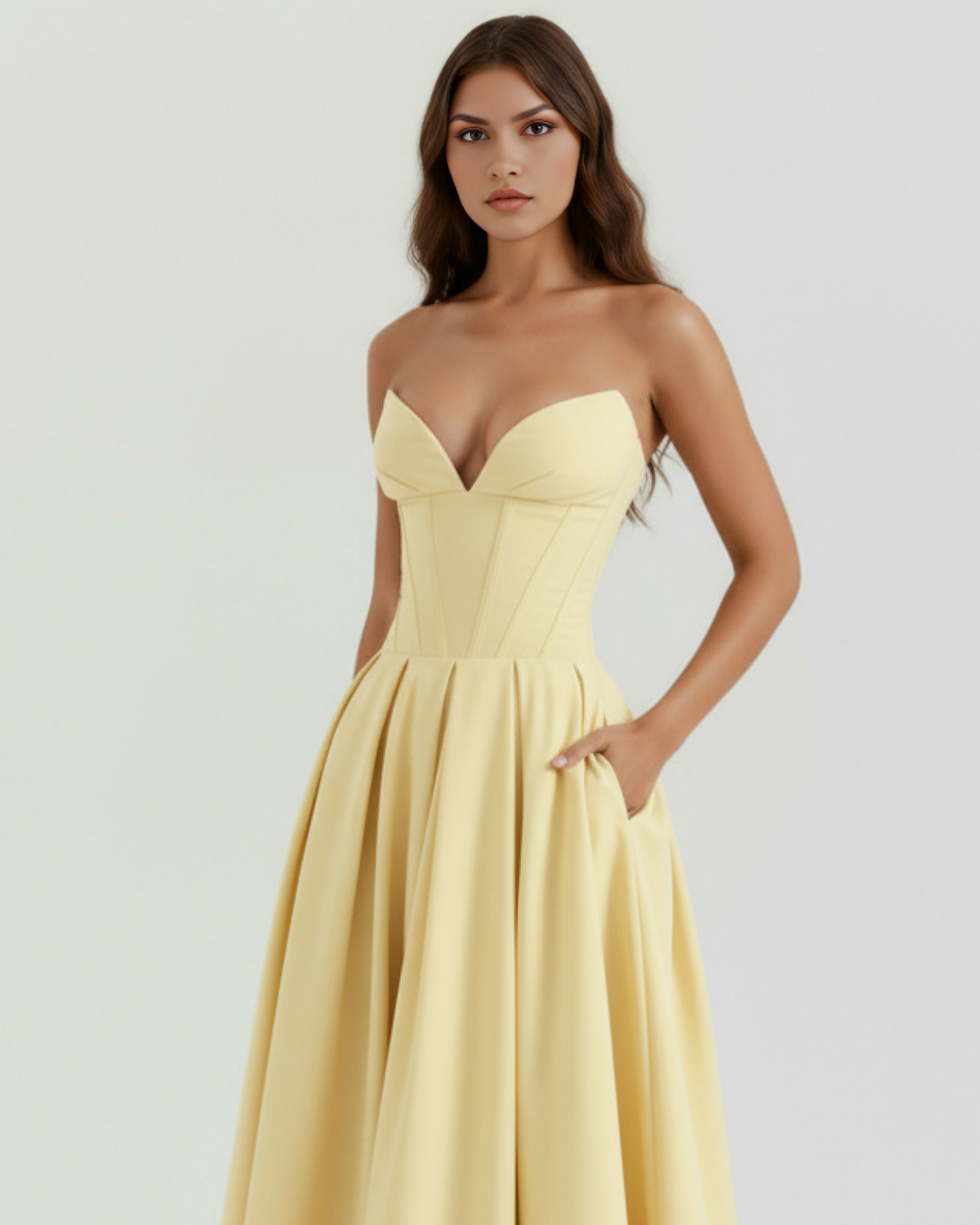 Amalfi Midi Dress in light yellow