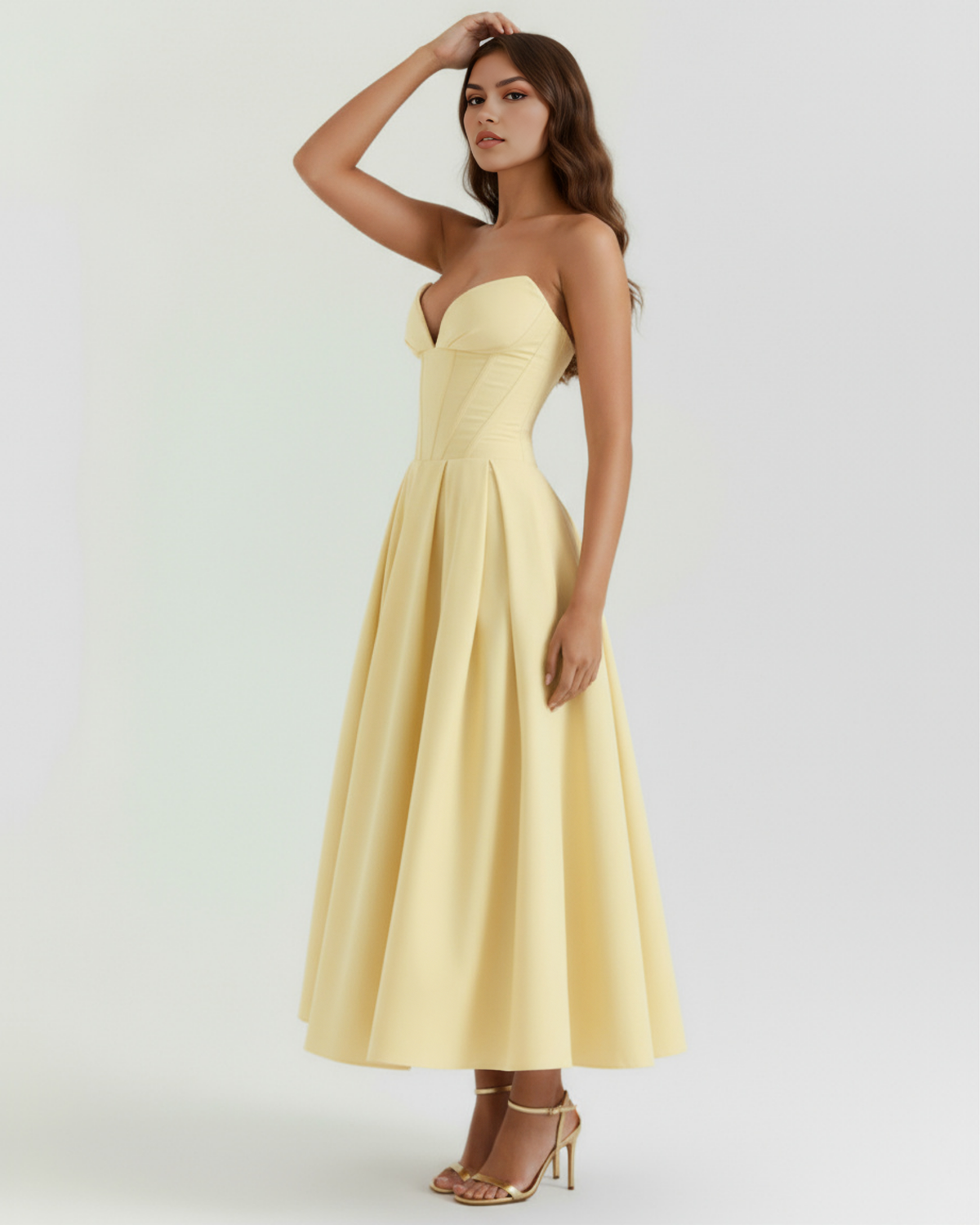 Amalfi Midi Dress in light yellow