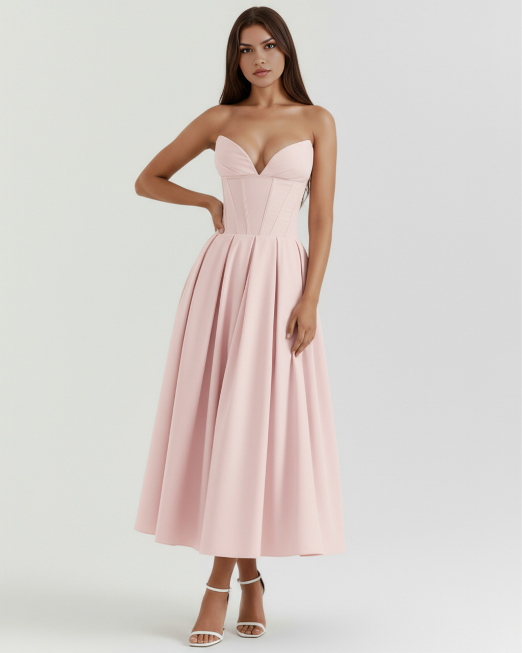 Amalfi Midi Dress in pink