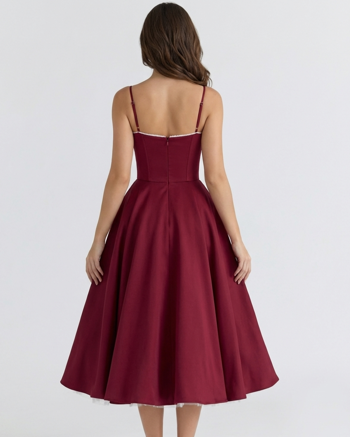 Selene Midi Dress in burgundy