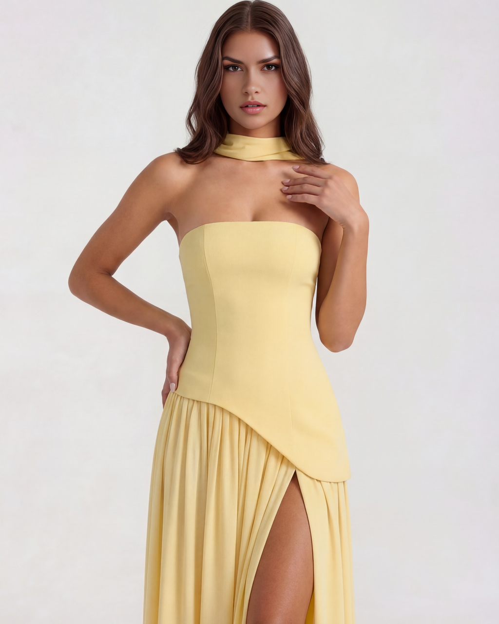 Serena Maxi Dress in butter yellow