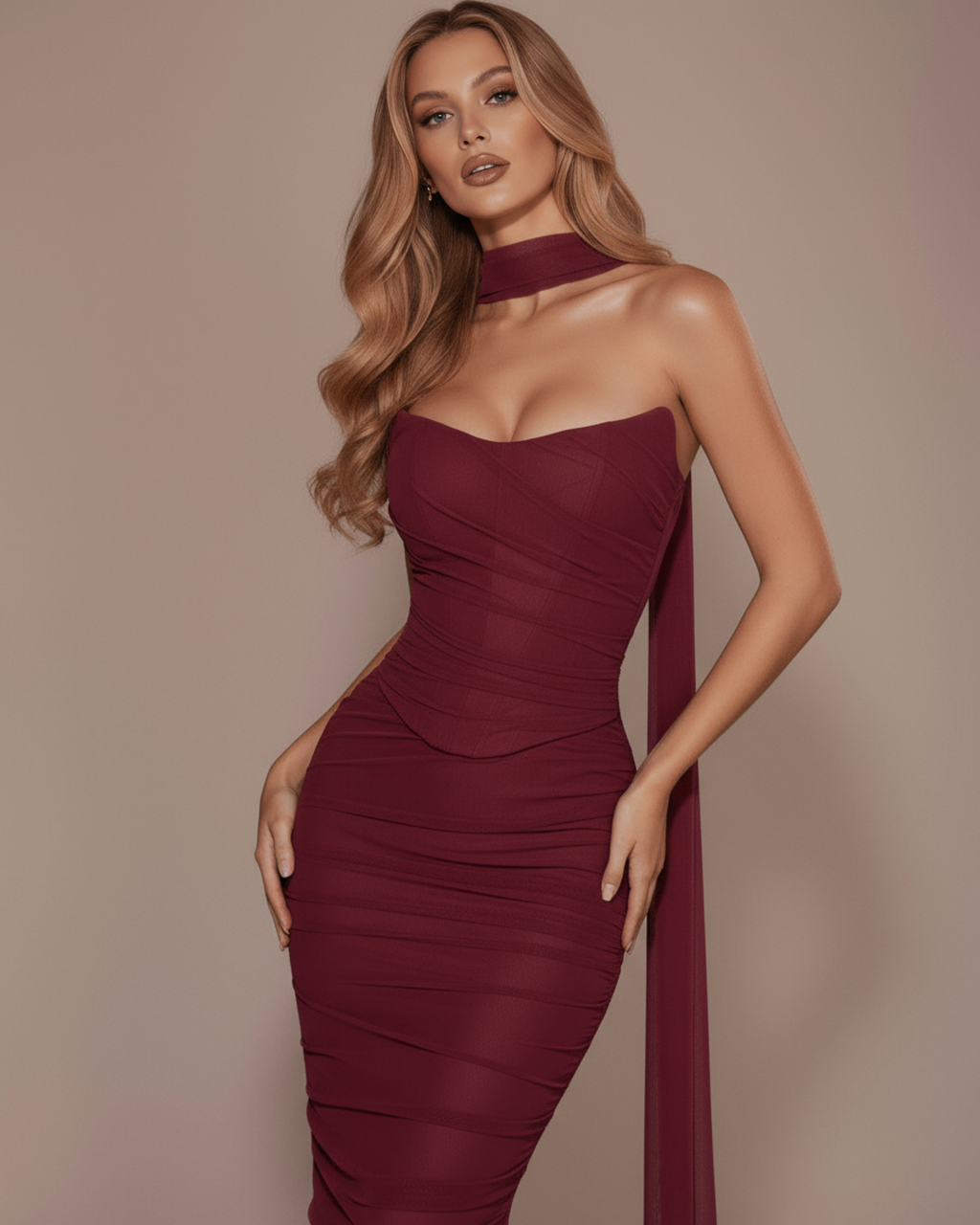 Malu Maxi Dress in burgundy