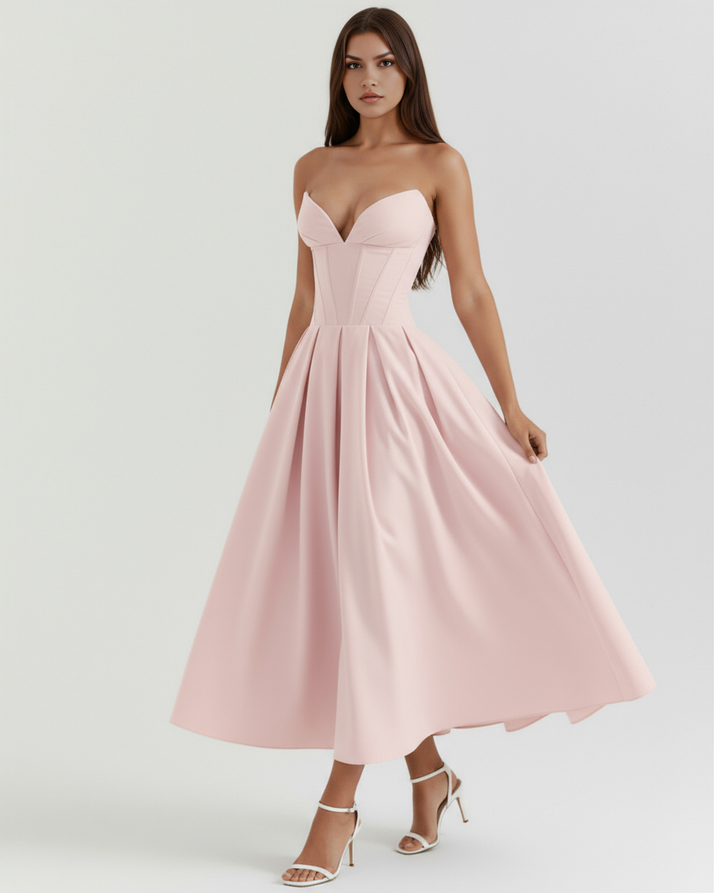 Amalfi Midi Dress in pink